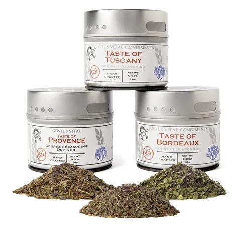 Gustus Vitae - Colección de condimentos y especias gourmet de campo francés italiano - Especias artesanales sin sal - Todo natural - Sin OMG - Lote