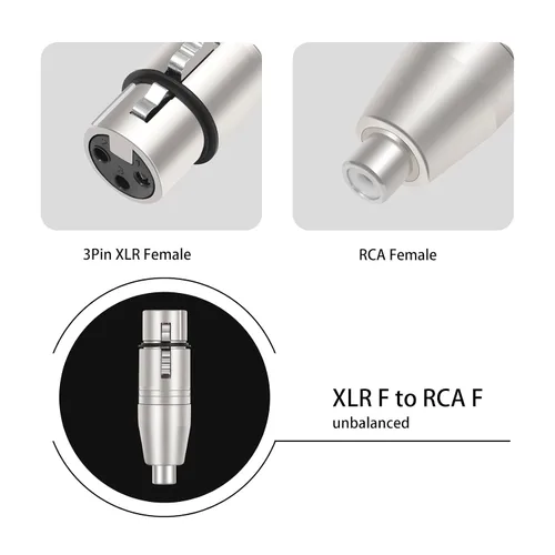Miniatura 6 de Paquete de 3 adaptadores RCA hembra a XLR de 3 pines, convertidor de género cambiador de audio, adaptador XLR a RCA para amplificador mezclador