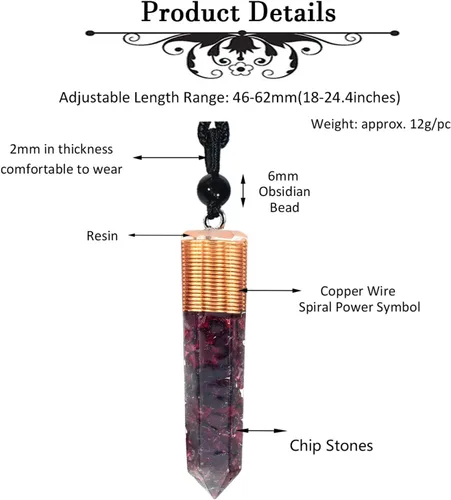 Miniatura 4 de Nupuyai Collar con colgante de cristal curativo de orgón para mujeres y hombres, colgante de piedra facetada hexagonal en espiral con cordón