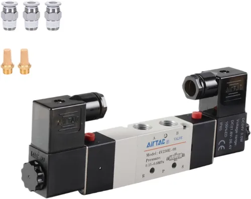 Miniatura 9 de Válvula solenoide AirTAC 4V120-06 DC12V 1/8 "PT Doble Solenoide 5/2 vías Aire Neumático Piloto interno 21-114 PSI 5 Puerto 2 Posición Tiene Función