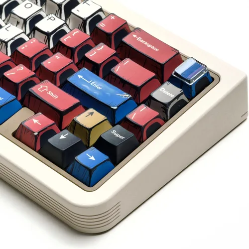 Miniatura 3 de PBT - Teclas de manga japonesa, estilo anime, 141 teclas, perfil, color cereza, sub retro, teclas para teclado mecánico (mezcla de colores)