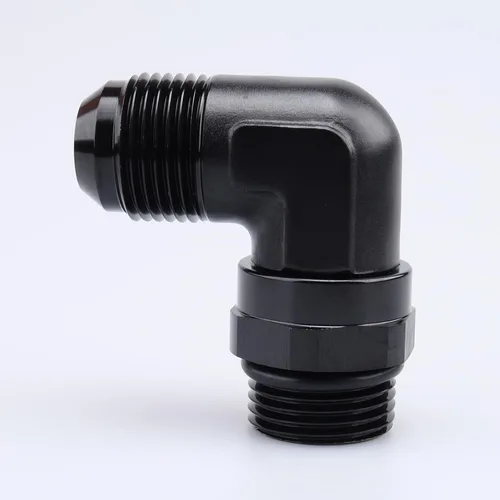Miniatura 10 de AC PERFORMANCE Adaptador de ajuste de rosca de tubo de aluminio de 90 grados -8 AN macho a -8 AN ORB con junta tórica O Ring Port giratorio, negro