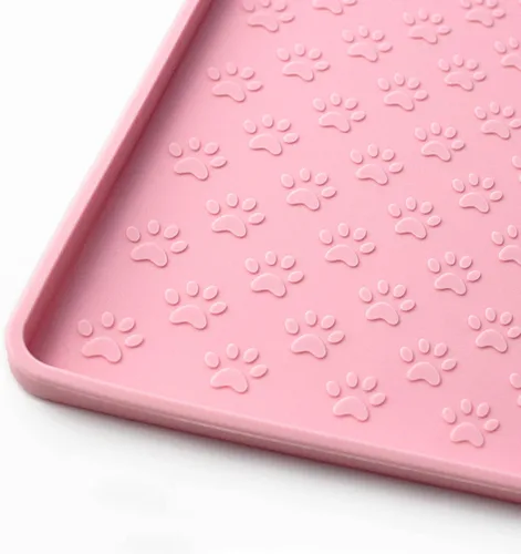 Ptlom Mantel individual para mascotas para perros y gatos, tapete para evitar el desbordamiento de alimentos y agua, adecuado para mascotas Rosa