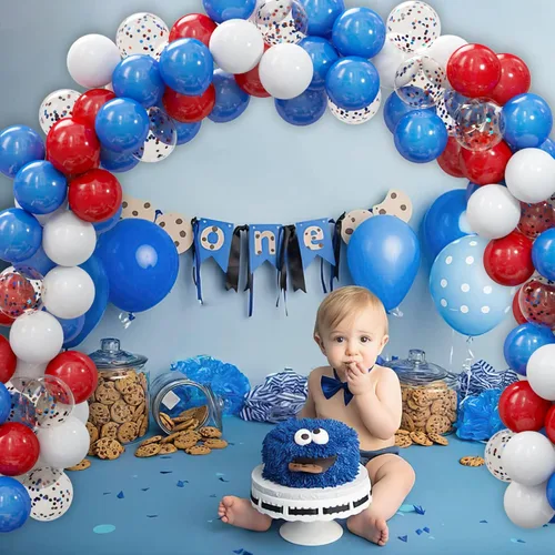 Miniatura 6 de Kit de 62 globos rojos, blancos y azules - Globos de fiesta con confeti rojo, blanco y azul de 12 pulgadas para el 4 de julio, Día de la Rojo y azul