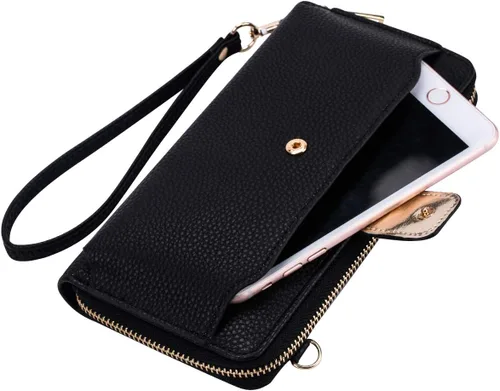 Miniatura 3 de K . A Cartera de pulsera para mujer, bolsa cruzada para teléfono celular, bolso de mano con ranuras para tarjetas RFID, 2 correas para muñeca