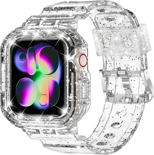 Miniatura 58 de XYF Compatible con correas cristalinas para Apple Watch de 1.929 in, 1.811 in, 1.772 in, 1.732 in, 1.654 in, 1.614 in, 1.575 in, 1.496 in, funda