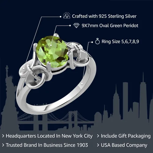 Miniatura 9 de Gem Stone King Anillo de compromiso ovalado con piedra natal para mujer, plata de ley 925, ovalado de 0.354 x 0.276 in, anillo de compromiso