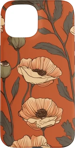 Miniatura 6 de iPhone 16 Floral Pattern Poppies Terracotta Poppy Flower Case