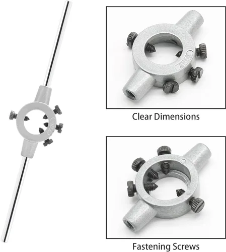 Miniatura 3 de Llave de mango redondo de 1-3/4 pulgadas/1.772 in, mango de llave de troquel ajustable, mango de troquel de rosca resistente (métrico, M16-M20)