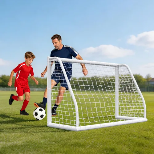 Miniatura 6 de ZENY Portería de fútbol portátil para patio trasero, 12 x 6 / 10 x 6.5 / 8 x 5 pies, red y marco de fútbol para niños y adultos para práctica