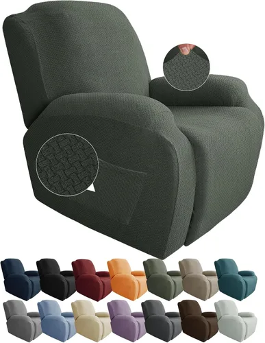 Miniatura 31 de JIVINER Fundas de sofá reclinable de 8 piezas, fundas elásticas de jacquard para sofá reclinable, fundas para sala de estar, protector suave de 3