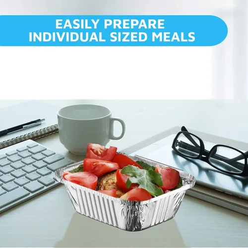 Miniatura 4 de MontoPack Bandejas Desechables para Llevar con Tapas Transparentes Recipientes de Alimentos de Papel de Aluminio con Capacidad de 1 lb con Sello