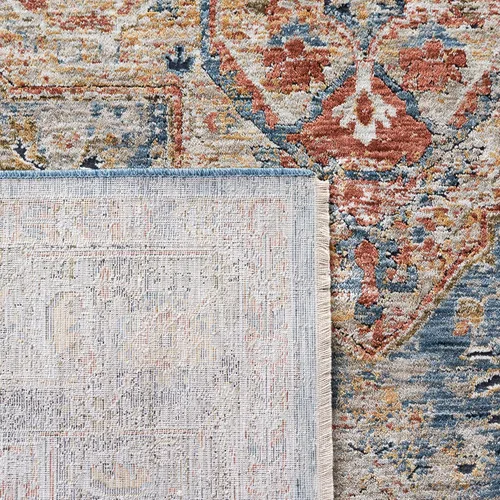 Miniatura 7 de SAFAVIEH Silverado Collection - Alfombra para pasillo, 2 x 8 pies, azul y óxido, diseño vintage envejecido, no desprende pelusa y de fácil cuidado