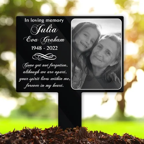 Marcador de placa conmemorativa con foto personalizada, regalos de pérdida de un ser querido, recuerdo de reposo en paz, decoración de jardín,