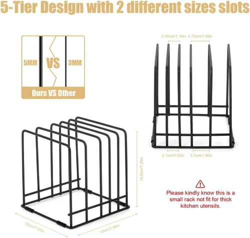 Miniatura 2 de Organizador de tabla de cortar para gabinete de cocina, estante de almacenamiento de hojas de galletas, soporte divisores de gabinete con 5 ranuras