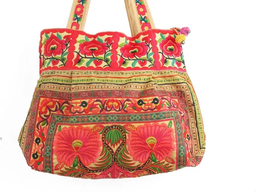 Miniatura 4 de changnoi Bolsa de mano hecha a mano bolsa de playa bordada Hmong Tribes tamaño grande