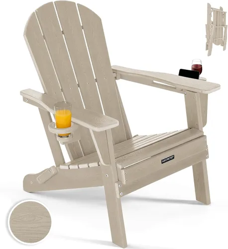 Miniatura 29 de Sillas Adirondack plegables – Silla Adirondack de plástico con soporte para tazas, sillas para exteriores resistentes a la intemperie
