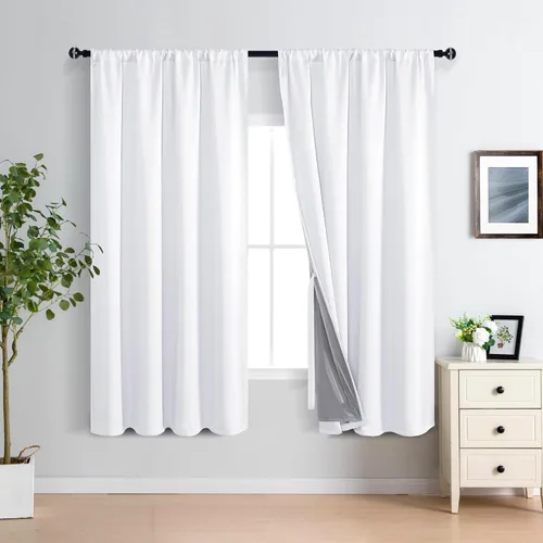 Miniatura 19 de XWZO Cortinas Opacas 100% Blancas - Cortinas de Bloqueo Total de Calor y Luz con Forro Negro para Dormitorio/Cuarto de Lavado, Paneles de Ventana