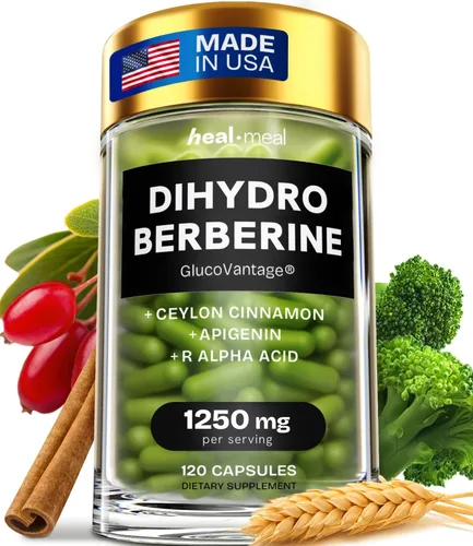 Suplemento de Dihidroberberina HealMeal - Berberina Deshidro Orgánica - Suplemento Súper Berberina con Canela de Ceilán y Ácido Alfa Lipoico R y