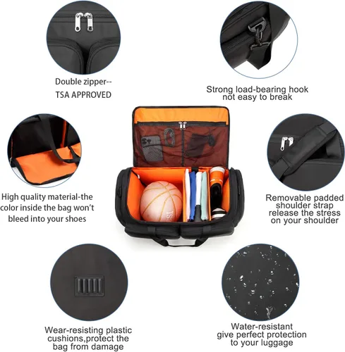 Miniatura 11 de Bolsa de deporte para zapatos de viaje, bolsa de lona para hombres y mujeres, gimnasio, deporte, equipaje, bolsa de transporte, divisor de bolsa