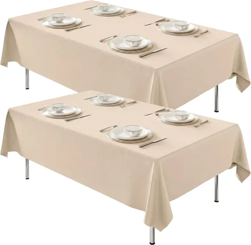 Miniatura 27 de Fixwal Paquete de 2 manteles rectangulares negros de 60 x 102 pulgadas, reutilizables, resistentes, lavables, para mesas de 6 pies, bodas, fiestas