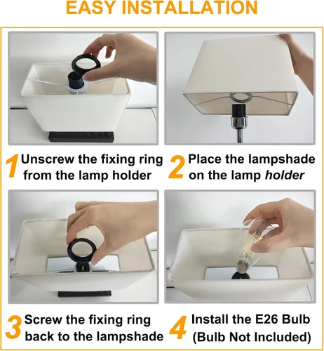 Miniatura 7 de Briever Lámpara de mesa USB, lámpara multifuncional de mesita de noche con 2 salidas de CA, 3 puertos de carga USB y organizador de soporte