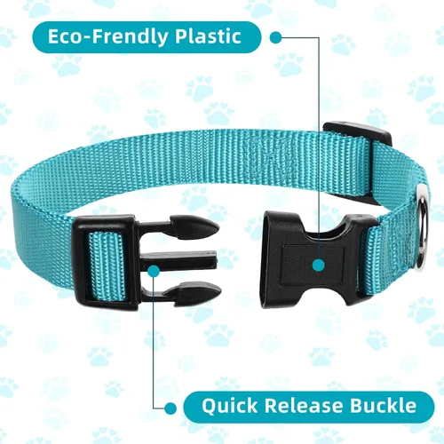 Miniatura 3 de 9 piezas de collar ajustable para perro, collar de nailon suave para mascotas con hebilla de liberación rápida a granel para perros, caminar