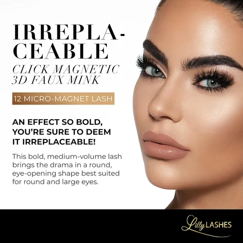 Miniatura 4 de Lilly Lashes Pestañas postizas magnéticas con clic - Pestañas magnéticas falsas de visón sintético irremplazables para un aspecto natural - Pestañas