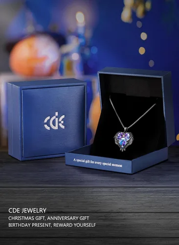 Miniatura 5 de CDE - Collar con dije de corazón de ala de ángel para mujer, dije de tono plateadodorado, regalo de Navidad, San ValentínDía de la Madre