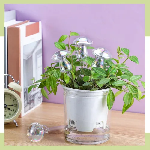 Miniatura 6 de meekoo 10 globos de riego de plantas de vidrio para riego automático al aire libre, dispositivo de inserción de maceta con degradado de arco iris