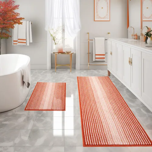 Miniatura 74 de BSICPRO Juegos de Alfombras y Tapetes para Baño, Juego de Alfombra de Baño de Felpilla Gruesa Absorbente de 2 Piezas Antideslizante, Tapetes Suaves