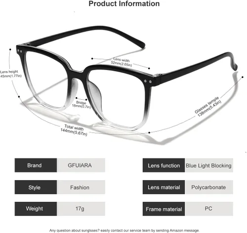 Miniatura 4 de GFUIARA - Lentes para bloquear luz azul para mujeres y hombres, gafas de moda cuadradas con bloqueo azul, lentes