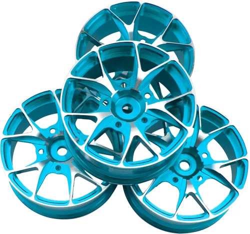 Miniatura 4 de ShareGoo - Llantas de metal RC de 0.472 pulgadas, bujes hexagonales 1/10 RC Drift On-Road Racing Touring Llanta compatible con HSP Tamiya Kyosho Azul
