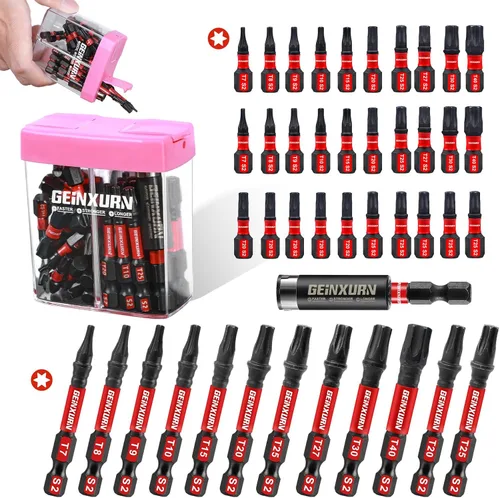Miniatura 29 de Geinxurn Juego de Puntas de Destornillador de Impacto #2 Phillips, 43 piezas Brocas Magnéticas PH2 (1" y 2") S2 de Acero con Caja de Almacenamiento