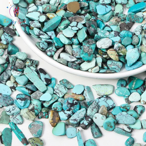 Miniatura 4 de Bolsas de chips de cristal turquesa - Chips de piedras preciosas turquesa sin perforar - Cristal turquesa - Chips de cristales curativos a granel