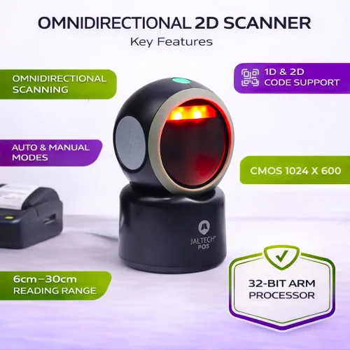 Miniatura 2 de Escáner de código de barras 2D omnidireccional USB, sensor CMOS 1024 × 600 con cable, rango de escaneo de 2 a 12 pulgadas, lector de código