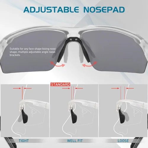 Miniatura 6 de SCVCN Gafas de sol deportivas fotocromáticas para ciclismo, gafas transparentes para hombres y mujeres, protección UV400, MTB BMX, pesca, correr