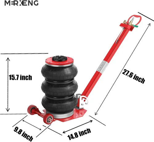 Miniatura 7 de Gato de aire de 3 toneladas/6600 libras, gato neumático portátil con mano larga, elevación de hasta 15.7 pulgadas, gato neumático de elevación