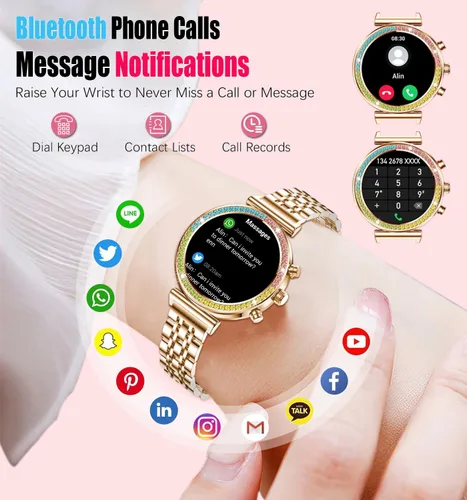 Miniatura 3 de TYBERLEY Reloj inteligente para mujer, pantalla HD de 1.27 pulgadas, Bluetooth llamadas, rastreador de actividad física, reloj inteligente deportivo