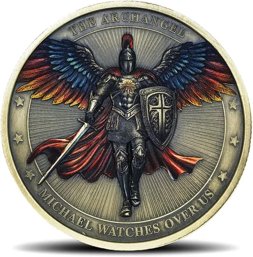 Arcángel Miguel Challenge Moneda Arte Religioso Coleccionable con Escrituras Inspiradoras Salmo 91:10 – 11 (moneda individual)