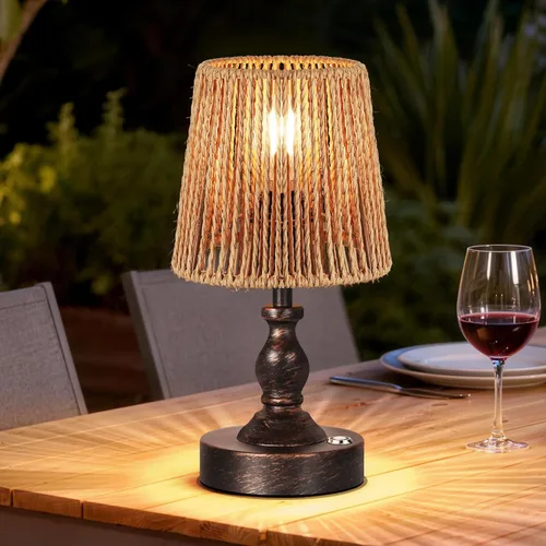 Miniatura 13 de PARTPHONER Mini lámpara de mesa LED inalámbrica, lámpara recargable de 5200 mAh, brillo de 3 niveles, lámpara de escritorio regulable táctil, luz