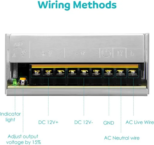 Miniatura 5 de Aclorol 12V 30A 360W Universal Regulado Conmutación Convertir Fuente de Alimentación Adaptador de CA para Tira LED Luces de Pixel Cámara CCTV