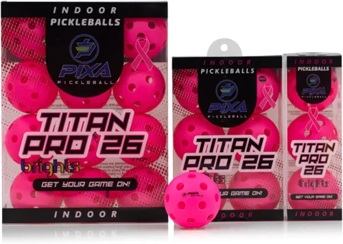 Miniatura 3 de PIXA Titan Pro 26 Pickleball para interiores, aprobado por USAPA, bolas de pickleball duraderas para interiores, rebote constante, vuelo suave, Rosa