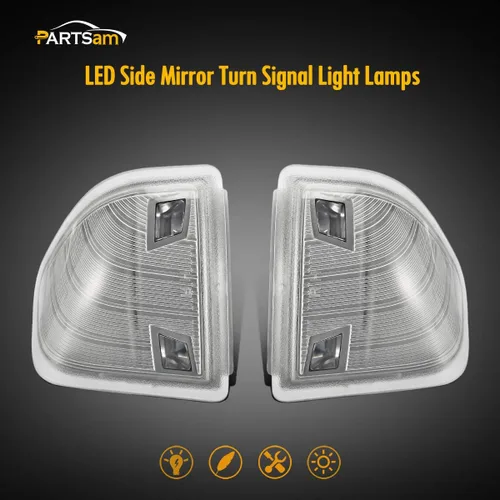 Miniatura 2 de Partsam Espejo lateral LED luz intermitente izquierda y derecha Lámparas de remolque Lente de cubierta transparente compatible con Ram 1500 2500