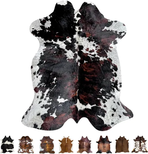 Miniatura 13 de rodeo Alfombra de Cuero de Vaca Auténtico con Pelo de Grano Completo: Alfombra con Estampado Animal Real para Decoración del Hogar Occidental