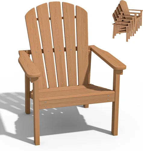nevilywood Sillas Adirondack compactas apilables, sillas de patio de polietileno de alta densidad de 26.3 pulgadas de ancho, duraderas, diseño que