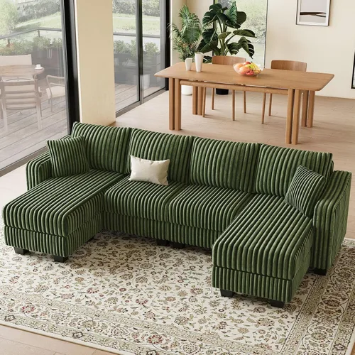 Miniatura 19 de Belffin - Sofá seccional convertible con chaise, sofá seccional en forma de L, sofá reversible de esquina tapizado para sala de estar, de corduroy