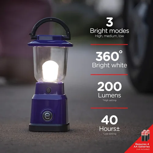 Miniatura 3 de Enbrighten Mini linterna LED para campamento, funciona con pilas, 200 lúmenes, 40 horas de funcionamiento, 3 modos, luz nocturna para niños, ideal