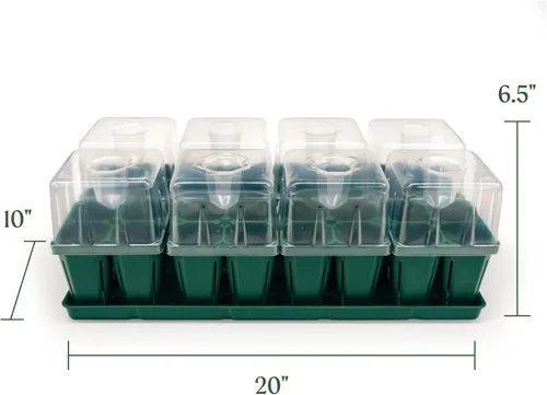 Miniatura 2 de Vego garden Seedling Suite Products, paquete de 8 bandejas de plántulas jumbo con tapas de bandeja de plántulas y bandejas de riego inferiores de 10