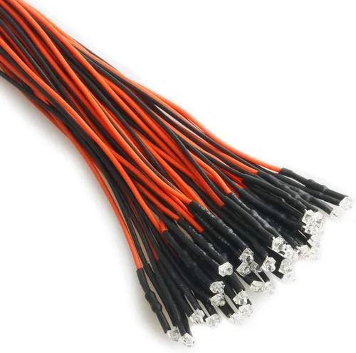 Miniatura 38 de 30 piezas de luces LED UV de 12 voltios, 3 mm, diodo emisor precableado, 20 cm, DC 12 V, lente transparente, luz LED ultravioleta, pequeñas lámparas